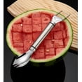 thumbnail image 1 of Tenedor De Sandía Cortador y tenedor de sandía 3 en 1,cuchillo de acero inoxidable para cortar fruta fácilmente,ideal para fiestas familiares y acampadas (multicolor,1 pieza). Rkxzt, 1 of 9