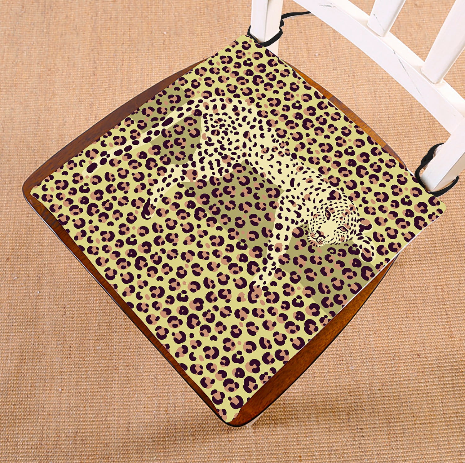 ABPHQTO Leopard Print Silhouette Of The Leopard Chair Pad Seat Cushion