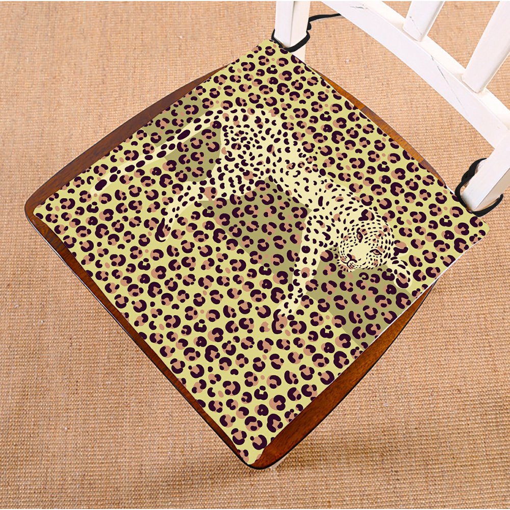 ABPHQTO Leopard Print Silhouette Of The Leopard Chair Pad Seat Cushion