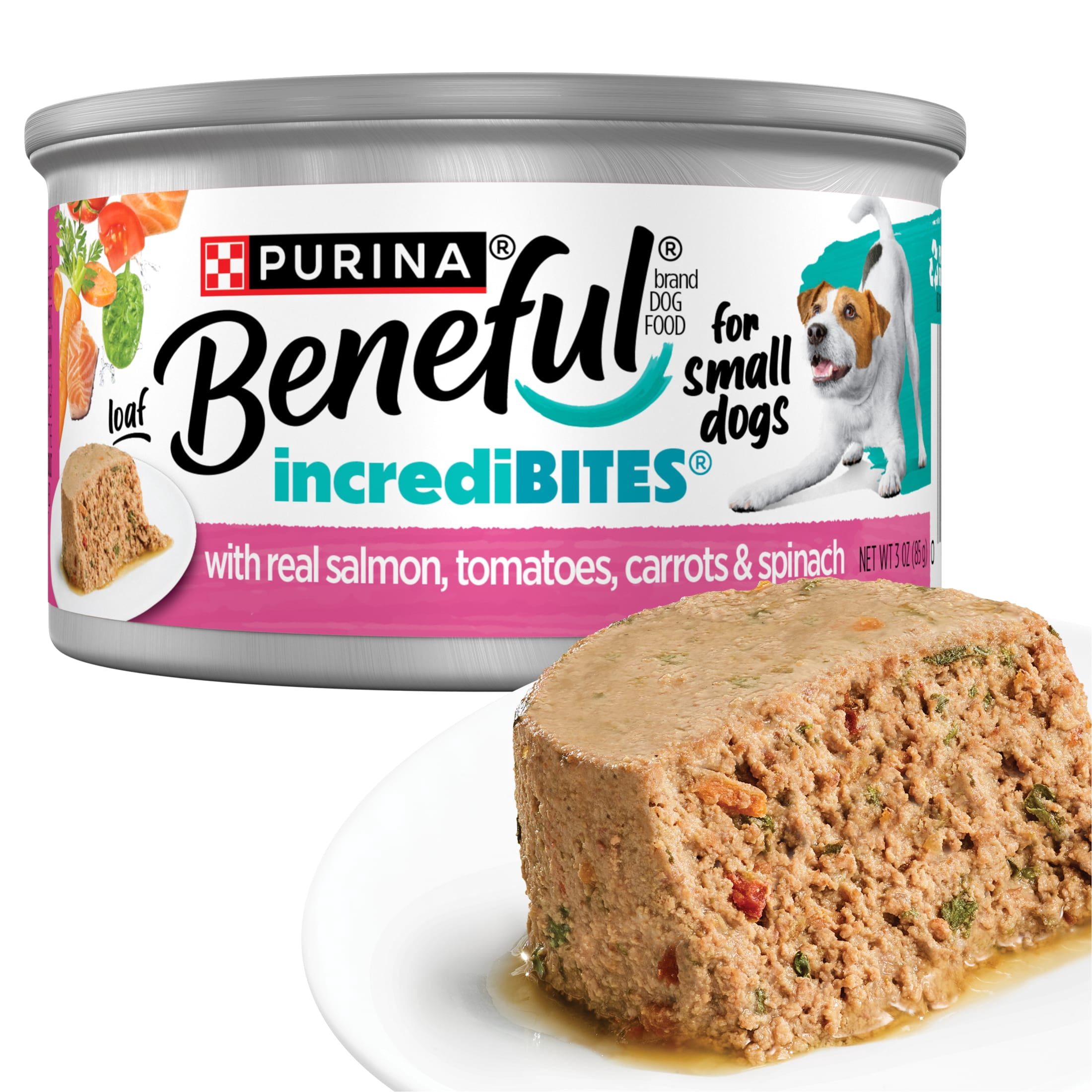 Purina Beneful Small Breed Wet Dog Food, IncrediBites Loaf With Real Salmon Recipe, 3 oz.