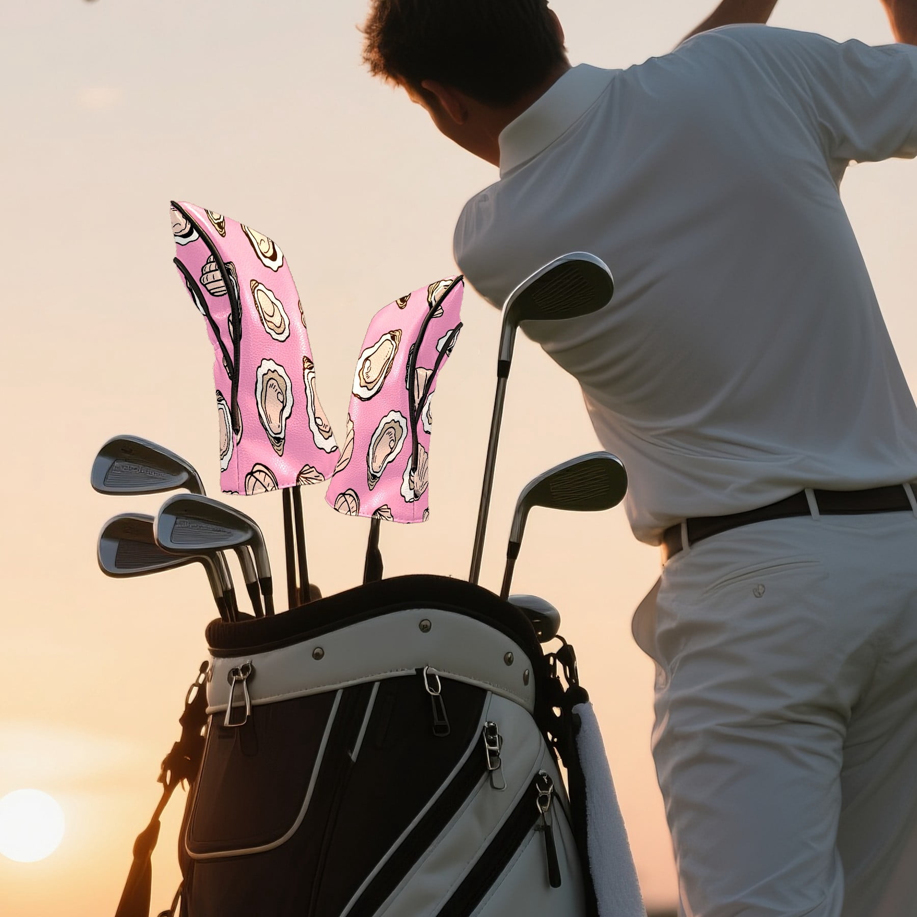 Golf Club Head Cover Waterproof Leather Golf Accessories HeadCovers Set Driver Headcover for Women Men Seafood Charm