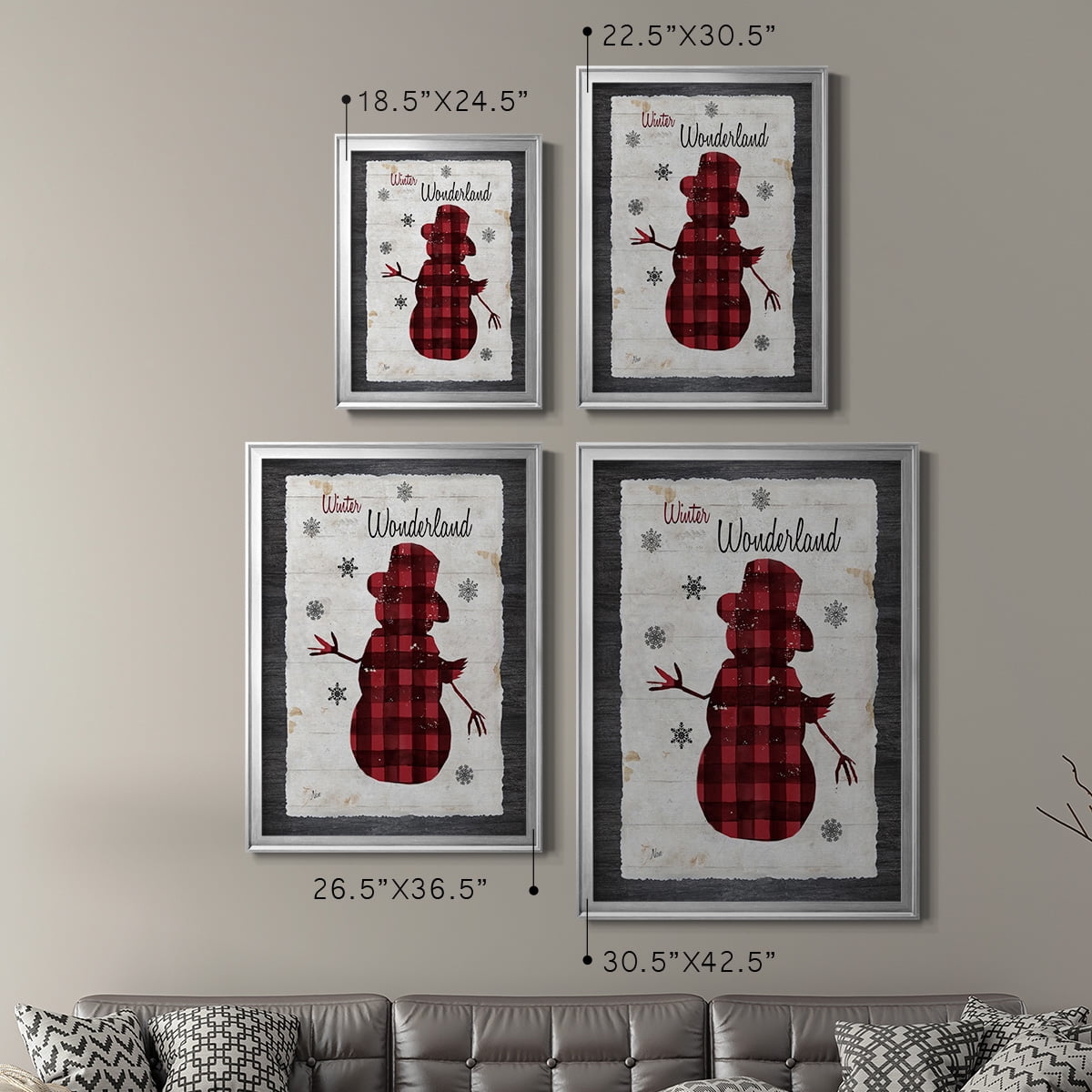Checkered Snowman II Premium Framed Print - Ready to Hang