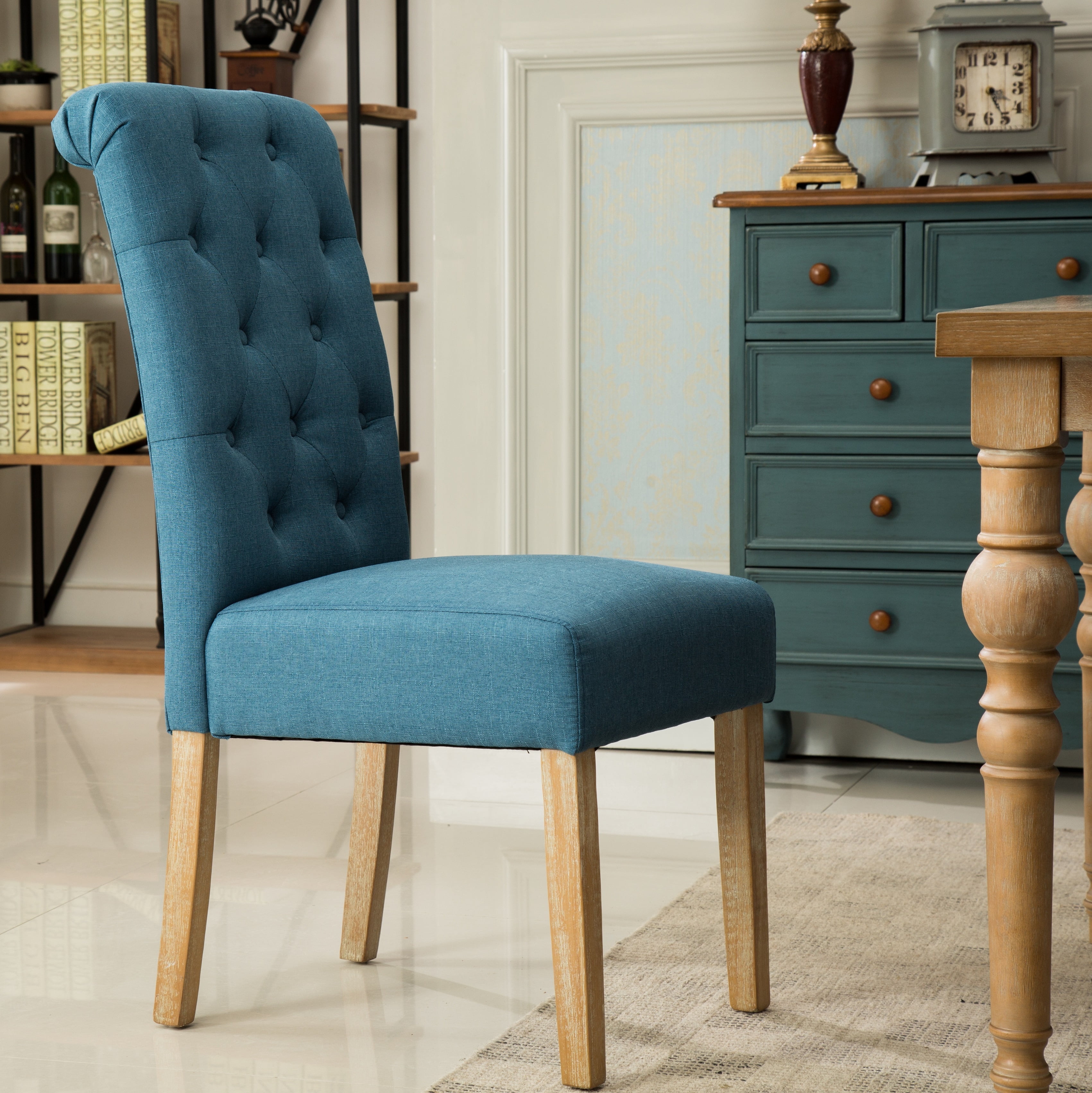 Roundhill Furniture Habit Dining Chair, Set of 2, Blue