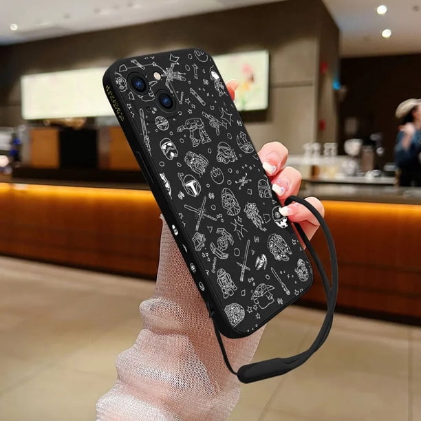 Funda de teléfono Star Wars para iPhone 15 14 13 12 11 Pro Max Mini X XR XS MAX Plus Fundas de silicona con correa de mano