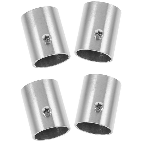 IDEANATEGRATE Closet Rod Support 4Pcs Silver Cylindrical Heavy Duty for Bathroom and Wardrobe Installation