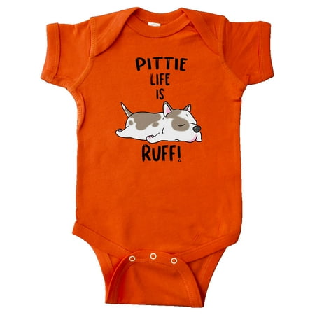 

Inktastic Pittie Life is Ruff! Spotted Pit Bull Gift Baby Boy or Baby Girl Bodysuit