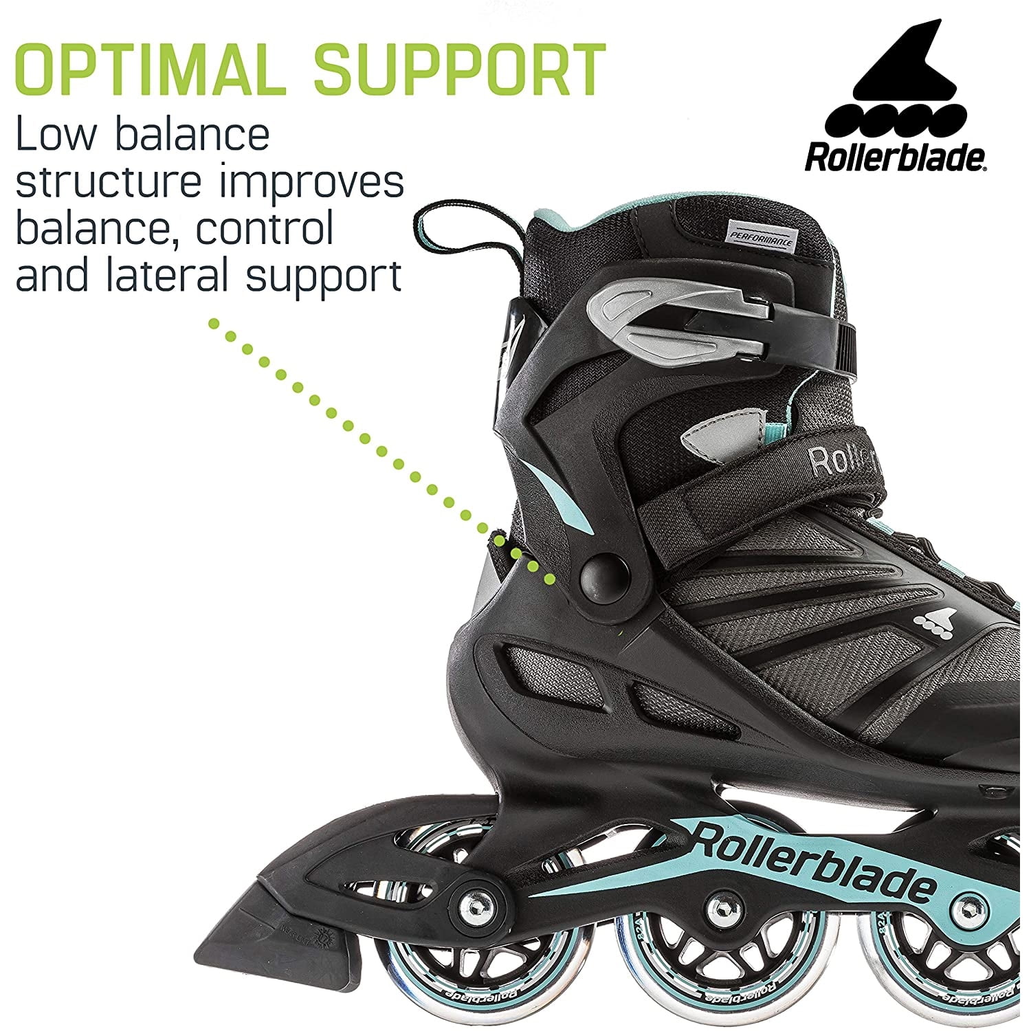 Rollerblade Zetrablade Women's Adult Fitness Inline Skate Size 7, Black & Blue