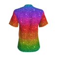 thumbnail image 6 of Zufioo Rainbow Glitter Print Women's Classic V-neck T-shirt, V-neck Short-sleeved Tops Home Wear, Suitable for Daily Life, Work, Outdoors-Large, 6 of 8