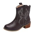 thumbnail image 2 of Bottes de Cowboy Basses pour Femmes Talon Moyen Décontracté Largeur Large Bottines de Cowboy, 2 of 4
