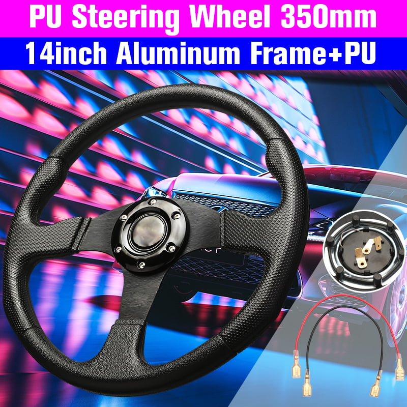 Cuque Universal Aluminum Frame Car Racing Steering Wheel 350mm 14 inch 6-Bolt Leather Auto Car Steering Wheel Orange