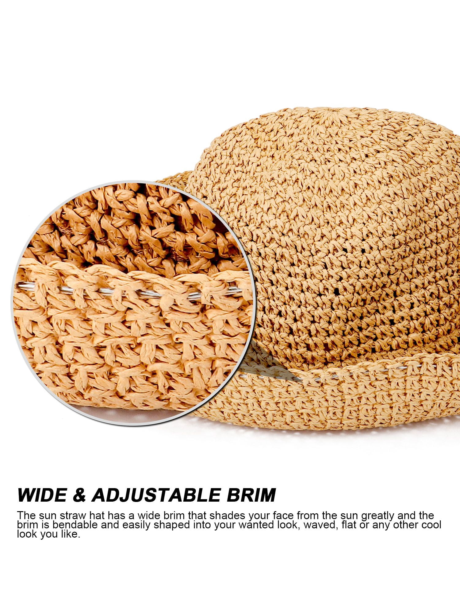 Deago 2 Pack Women Foldable Wide Brim Floppy Straw Hat Sun  display picture 1