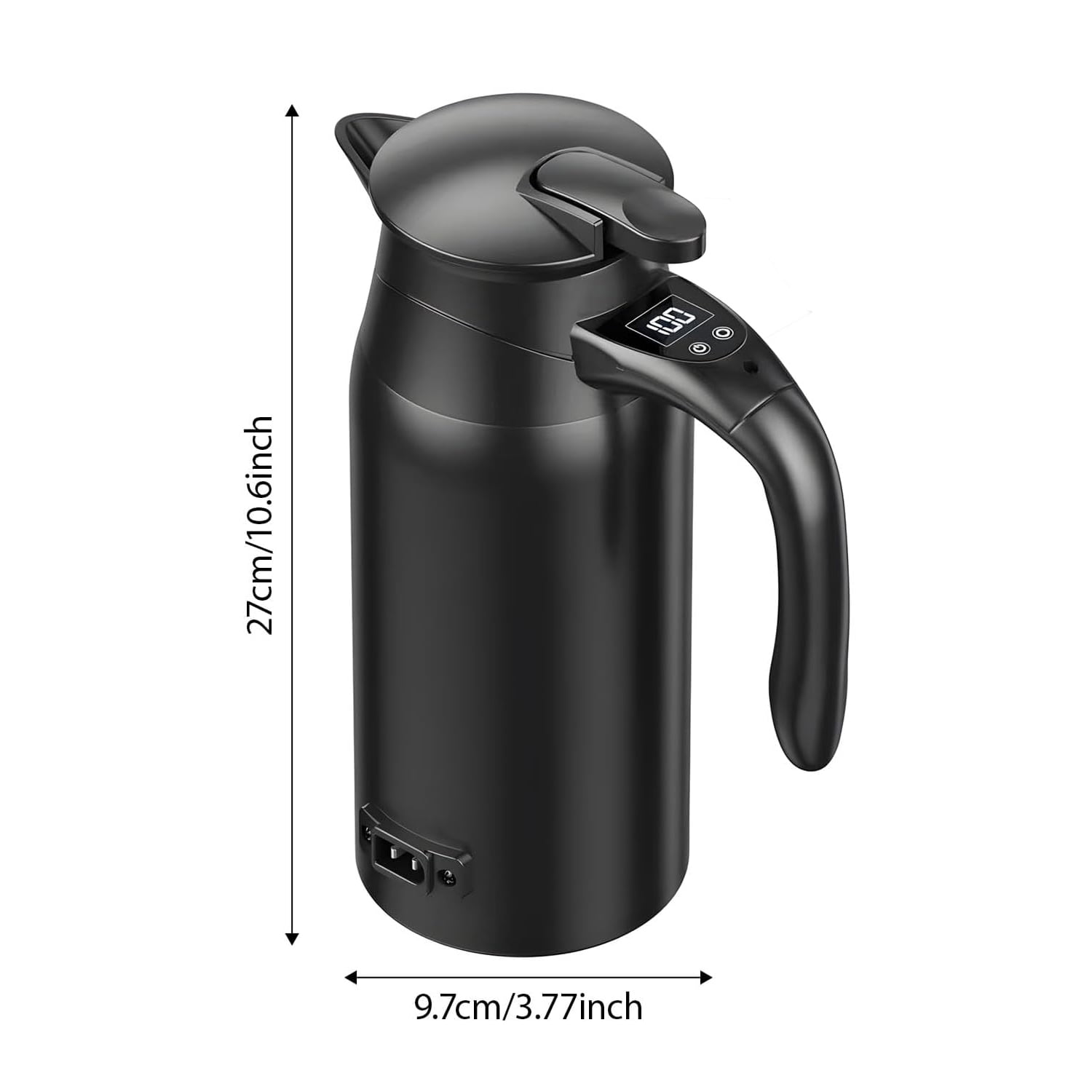 Car Electric Kettle, 800ml 12V/24V Portable Travel Kettle Hot Water Boiler Heater Car Stainless Steel Cigarette Lighter Heating Kettle for Cars Trucks SUVs Road Trips Outdoor Camping, Black