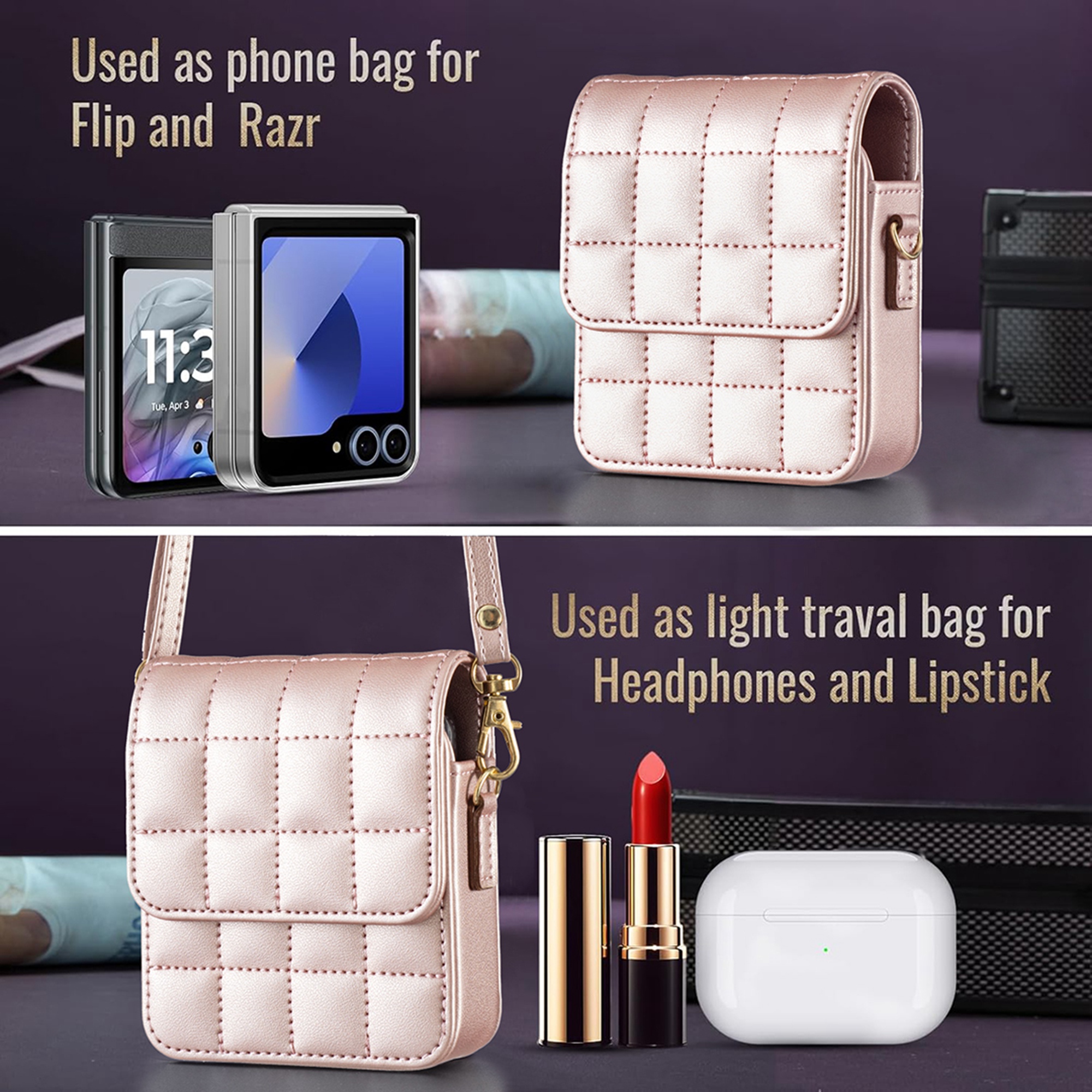 Dteck Mini Crossbody Flip Phone Purse for Women, Phone Bag for