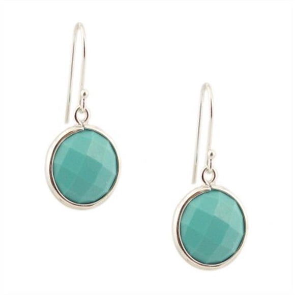 16 mm Sterling Silver Earring Round Chess Cut Reconstituent, Turquoise