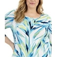 thumbnail image 2 of JM Collection Women's Printed 3/4-Sleeve Top Bright White Combo Plus Size 3X, 2 of 3