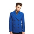 thumbnail image 2 of Mens Royal Blue Peacoat - Wool Short Coat By Alberto Nardoni Brand Designer, 2 of 3