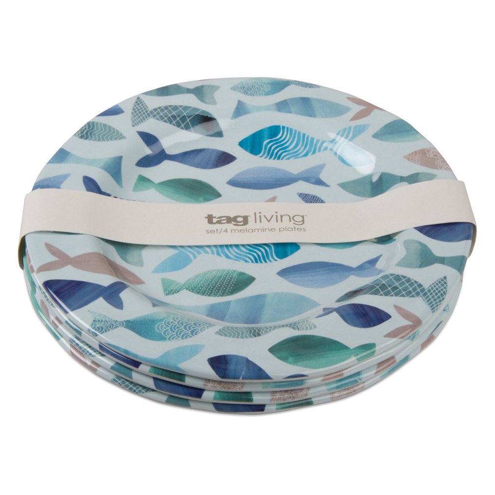 TAG Fish Melamine Salad Plate Set of 4