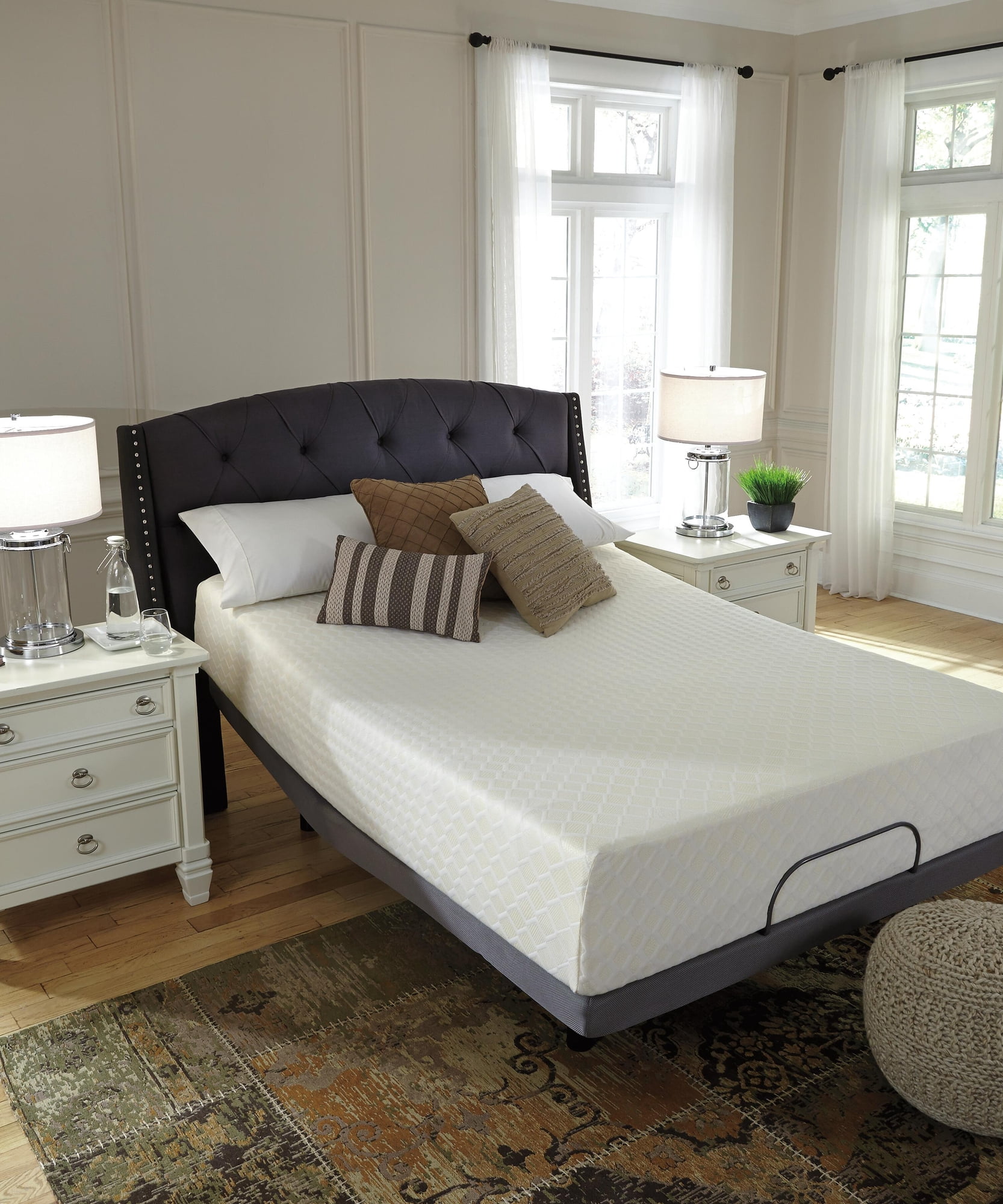 Signature Design by Ashley 12 Inch Chime Medium Firm Charcoal Gel & Green Tea Infused Memory Foam King Mattress for Pressure Relief