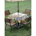 thumbnail image 3 of Spring Easter Outdoor Tablecloth - 60x60 Inch Square Dining Table Cover, Bunny Eggs Floral Leaves Farm Wooden Grain Waterproof Outdoor Table Cloth with Umbrella Hole & Zipper for Picnic/Patio/Party, 3 of 7
