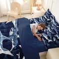 thumbnail image 4 of Feelyou Ink Shark Bedding Comforter Set for Kids Boys Girls, Vintage Sea Animal Queen Bedding Sets, bLUE, Blue Reversible, 7 Pieces, 4 of 7