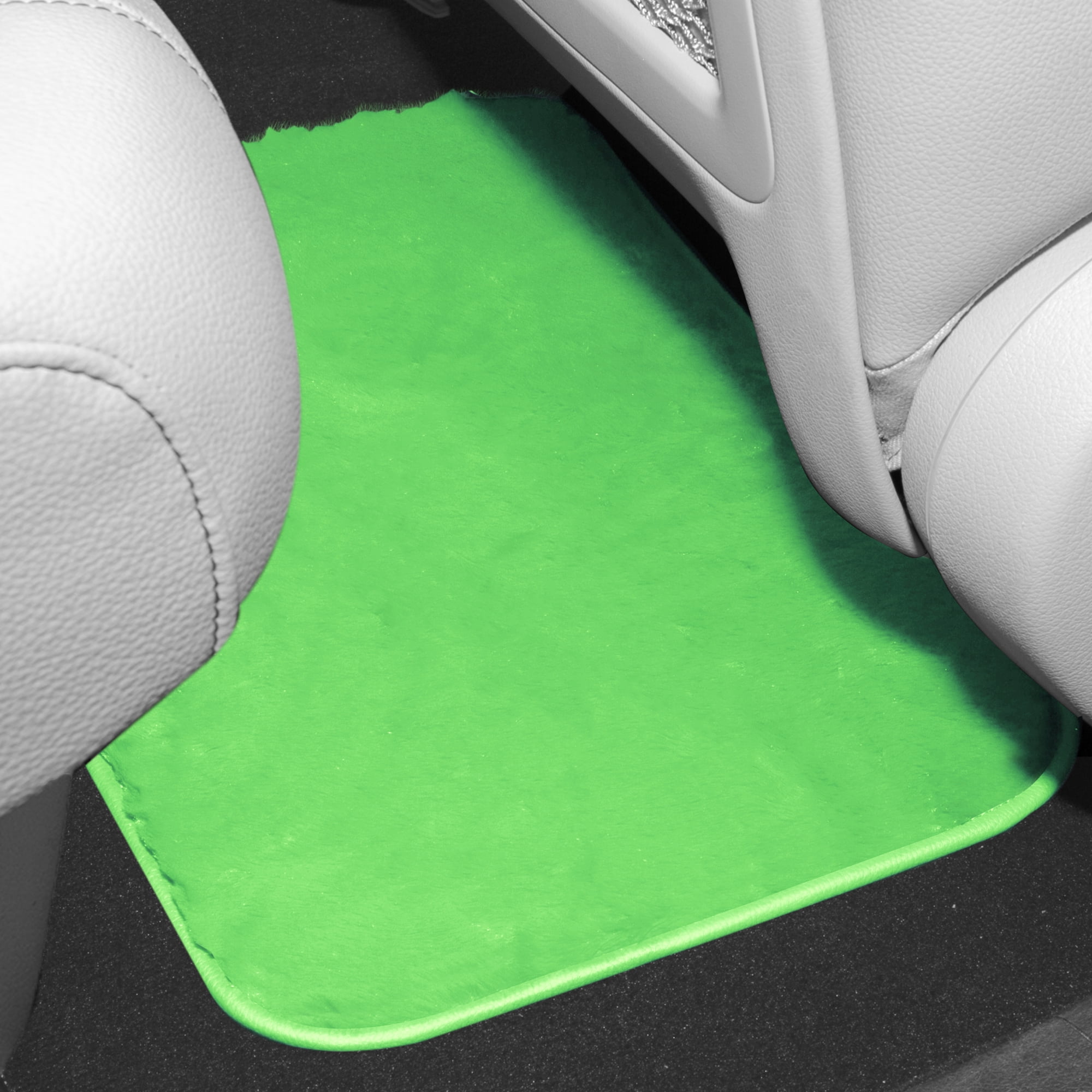 FH Group Doe 16 4-Piece Faux Rabbit Fur, Universal Fit Green Car Floor Mats with Air Freshener