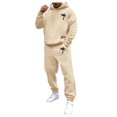 thumbnail image 2 of Men's Suits Product Title for Men Casual Solid Two Piece Hooded Sports Set with Raglan Sleeve Drawstring Pant Set, 2 of 5