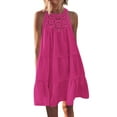thumbnail image 1 of Penkiiy Robe d'Été Sans Manches pour Femmes, Dos Nu, Décontractée, Ligne A, à Volants, Robe de Plage, Vacances, Mini Robe m Rose Vif, 1 of 9