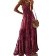 thumbnail image 4 of Arlun Summer Spaghetti Strap Dresses for Women Elastic Waisted V-Neck Sleeveless Bohemian Floral Print Flowy Long Dress Lightweight Soft Comfy Casual XXXL, 4 of 4