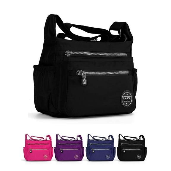 LAVA Women Crossbody Bags Waterproof Nylon Shoulder Purse Travel Messenger Bag Handbags Black