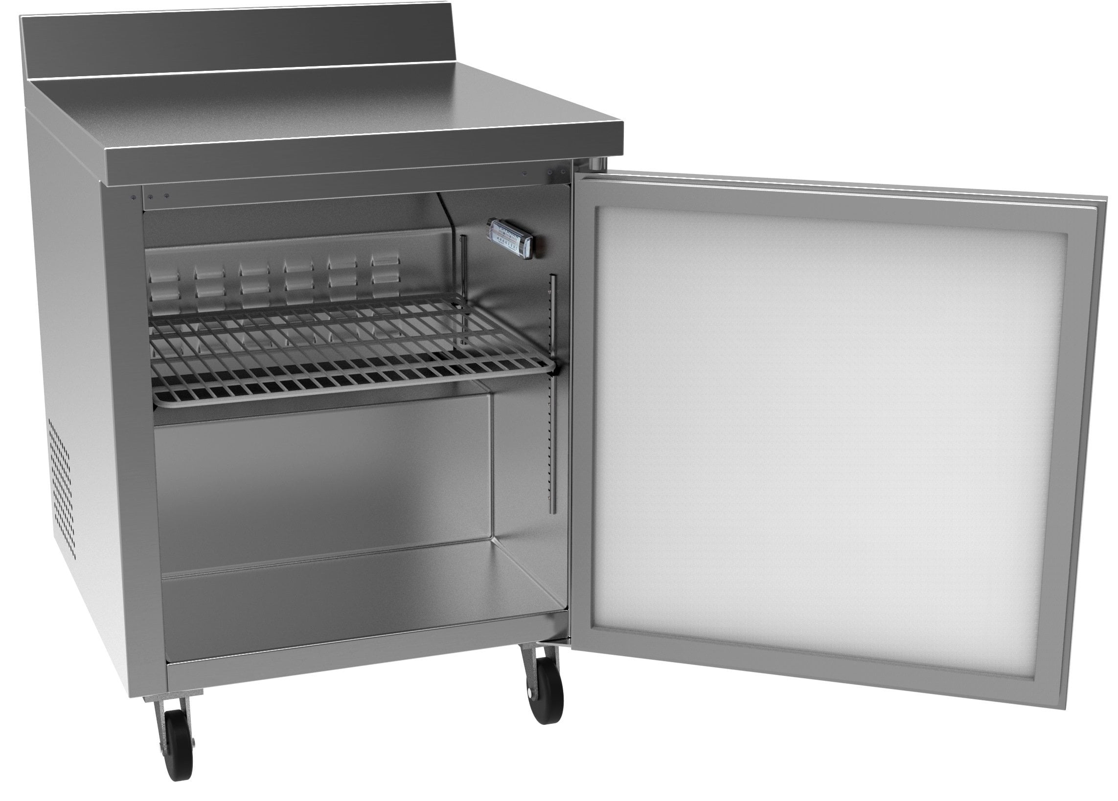 KoolMore 27" Stainless Steel Worktop Commercial Refrigerator with 3 1/2 Backsplash - 6.3 cu.ft, RWT-1D-6C