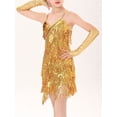 thumbnail image 3 of ranrann Kids Girls Sequins Latin Salsa Tango Ballet Tassel Dress Themed Party Performance Competition Gold 3-6, 3 of 5