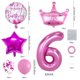thumbnail image 2 of Globos de Cumpleaños HAUCIAJEIN Número 6 Rosa de 32" Set, 2 of 4