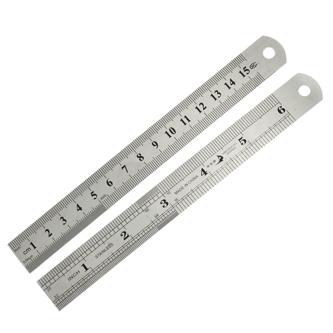 2pcs 15cm/30cm Stainless Steel Straight Ruler Precision Scale Double Sided Tool