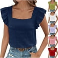 thumbnail image 7 of Lovskoo Summer Tops for Women 2024 Square Neck Short Sleeve Solid Color Trendy Comfortable Breathable Blouses Tops Pink, 7 of 7