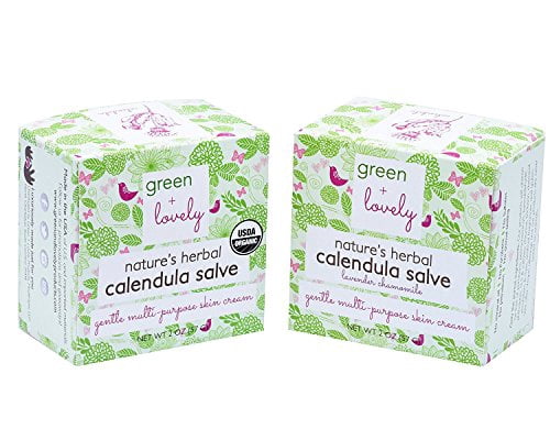 Nature's Herbal Calendula Salve by Green + Lovely - Certified Organic Calendula Cream/Eczema Cream - Beauty Intensive Moisturizer for Sensitive Skin Ointment - Eczema & Psoriasis (Unscented)