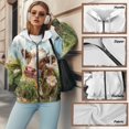 thumbnail image 6 of COEQINE Women's Oversized Hoodie Fashion Sweatshirts Brown Cattle and Flower Fields Print Full Zipper Y2K Jacket Long Sleeve Casual Wear Fall Tops with Pockets, M, 6 of 7