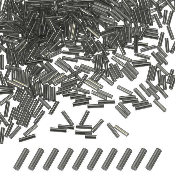 Uxcell 1800-Pack Cuentas Bugle, Cuentas de Vidrio de Tubo Bugle de 2x6mm para Manualidades DIY/Pulsera/Collares Gris