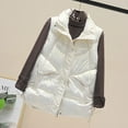 thumbnail image 2 of Fesfesfes Crop Coat for Women Pocket Vest Coat Jacket Winter Sleeveless Turn Down Collar Zipper Solid Outerwear Sale on Clearance, 2 of 9