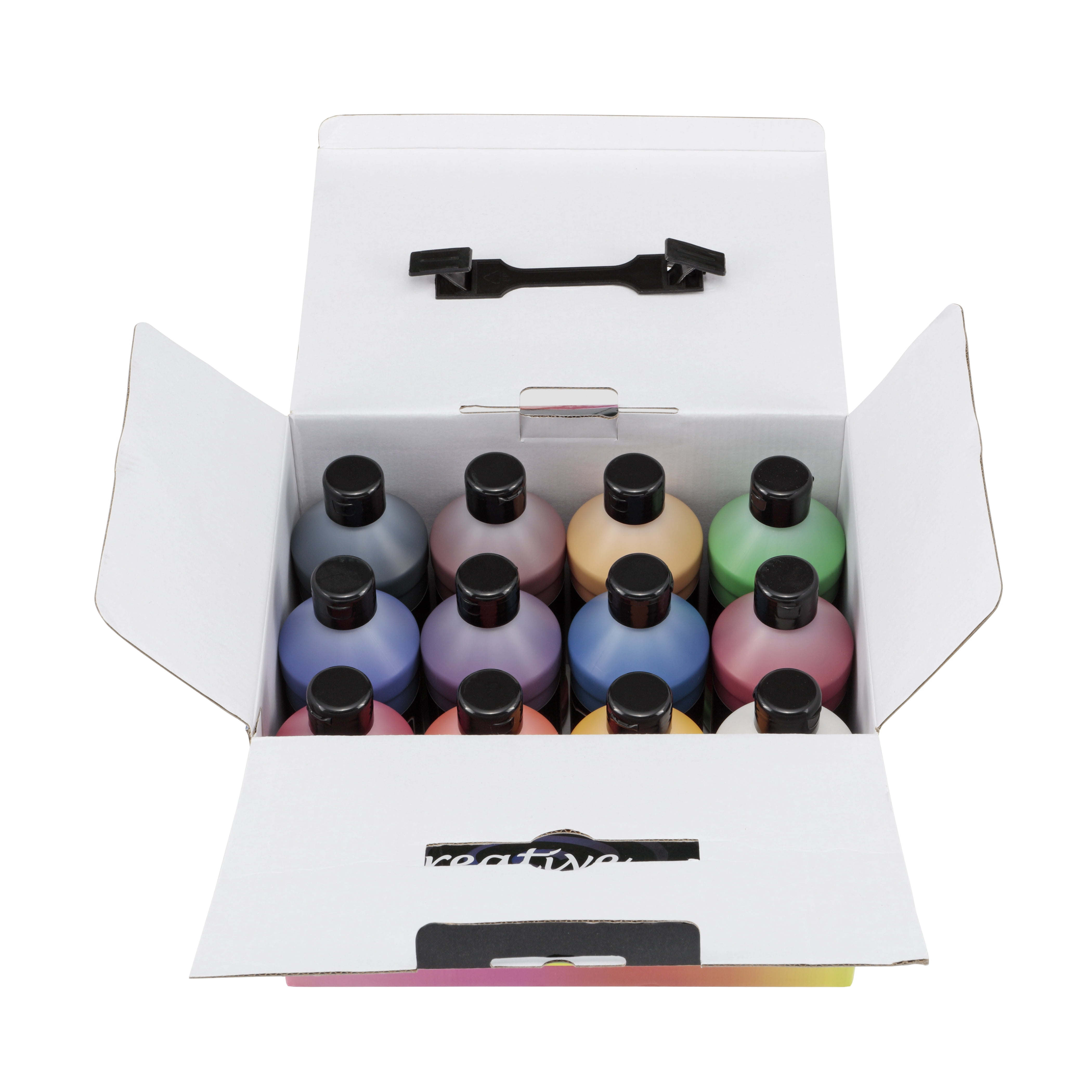 Creative Inspirations Artist Acrylic Paint Set for Canvas - 12 Mixed Vivid Colors, Rich Satin Finish for Painting, Arts and Crafts - 16 Ounce Bottles