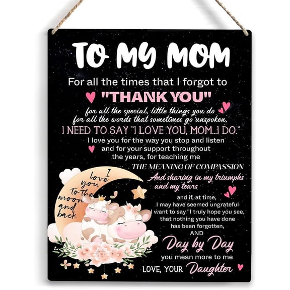 Mom Gifts Mothers Day Gifts Mom I Love You Wooden Hanging Sign Mothers Day Christmas Thanksgiving Birthday Gift for Mom from Daughter Meaningful Wood Sign Decor 8x10 Inch