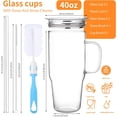 thumbnail image 2 of 2 Pack 40oz Glass Tumbler with Handle, Reusable Glass Cup with Lid and Straw, Perfect for Iced Coffee, Beer, Smoothies, Juice, Hot & Cold Drinks, Ideal for Birthday and Wedding Gifts, 2 of 12