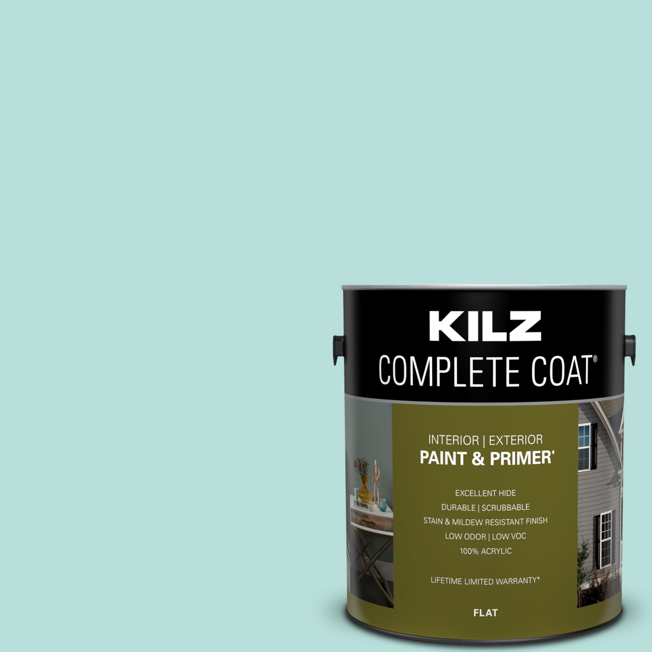 KILZ Complete Coat Interior/Exterior Paint & Primer, Vintage Aqua, 1 Gallon