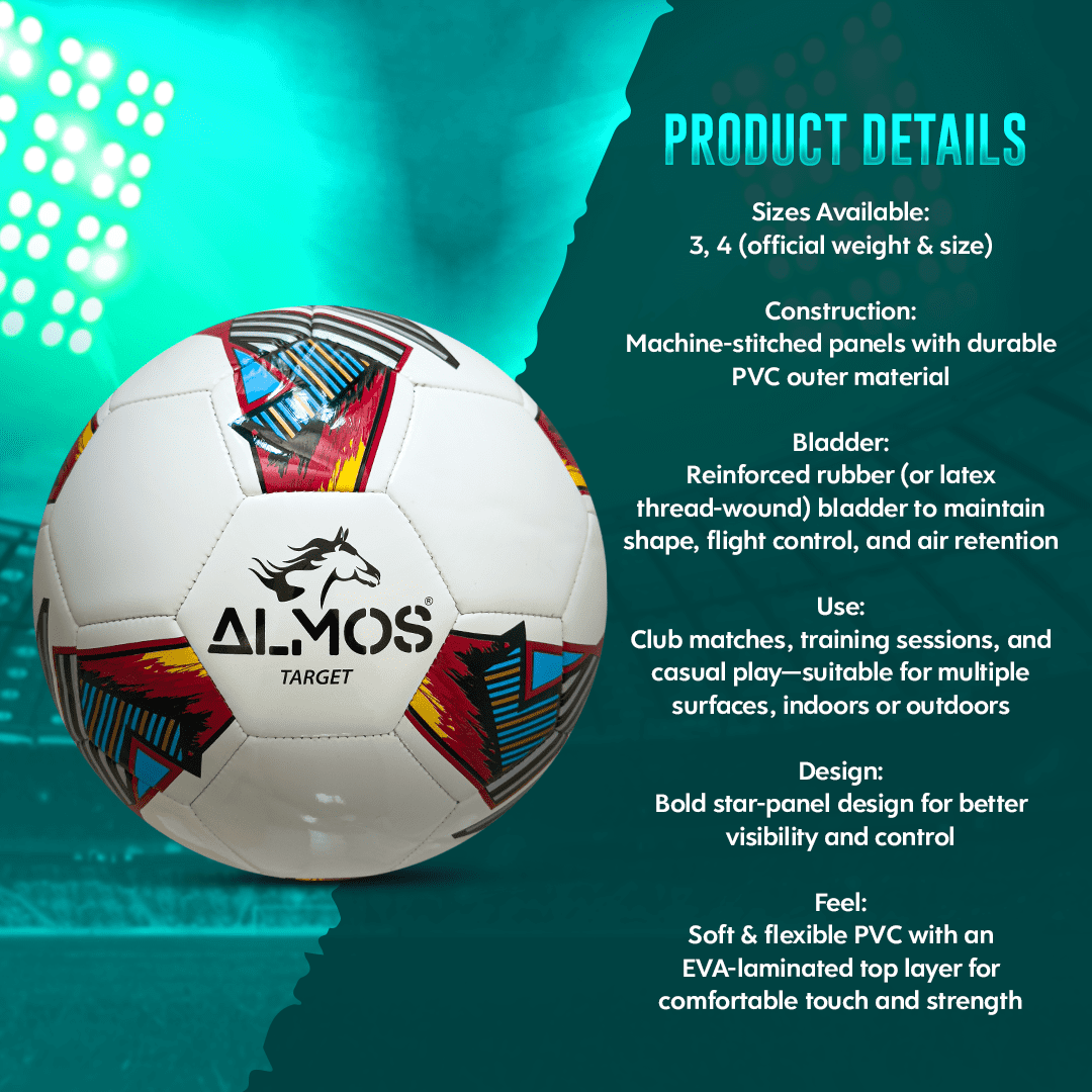 Almos Target Soccer Ball, for Indoor and Outdoor Soccer - Size 5, Blue