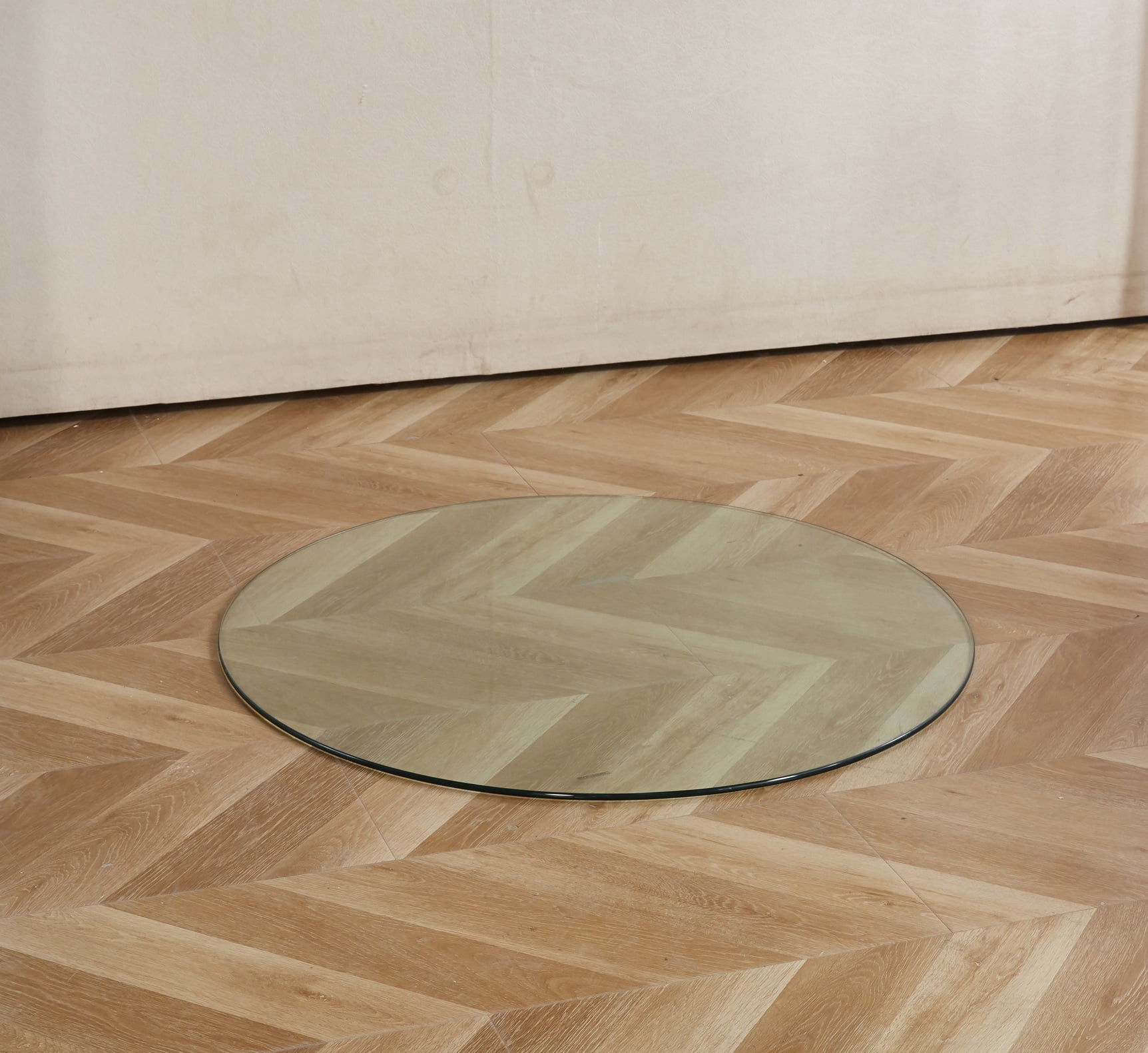 MAYEERTY 31.5in Round Tempered Glass Table Top, 1/3" Thick Beveled Polished Edge