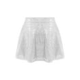 thumbnail image 2 of TSSOE Toddler Girls Sparkly Latin Jazz Dance Skirt with Built-in Briefs Elastic Waist Shiny Sequin Dancewear Silver 12, 2 of 3