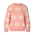 thumbnail image 6 of Fall Sweaters for Women 2022 Daisy Sweater Lantern Sleeve Round Neck Sweater Chunky Knitted Pullover Sweatshirt Shirts Knit Sweater Vintage Christmas Sweater Romper, 6 of 9