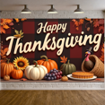thumbnail image 5 of Decorative Design Happy Thanksgiving Banner Colorful Theme Fall Leaves Turkey Illustration for Thanksgiving Celebration Holiday Party Autumn Decoration, 5 of 5