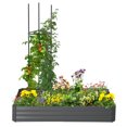 thumbnail image 1 of Outsunny Raised Garden Bed with 2 Trellis Tomato Cages, Dark Grey, 1 of 8