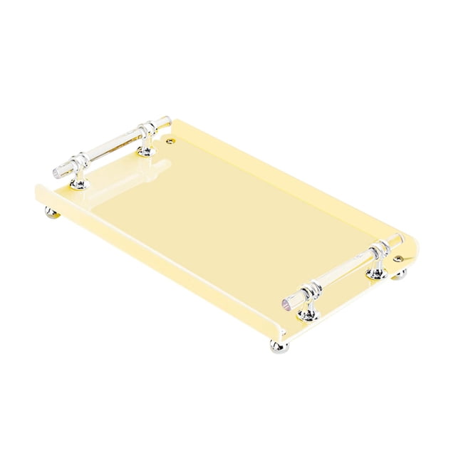 Bandeja rectangular para servir, bandeja acrílica para servir, organizador de tocador de baño para dormitorio, cosméticos y accesorios para alimentos Amarillo S