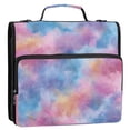 thumbnail image 2 of Water-Resistant 3-Ring Binder Organizer with Multiple Pockets Zipper Binder Bag for Office Watercolor Powder Blue Pattern, 2 of 8